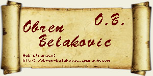 Obren Belaković vizit kartica